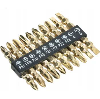 Bit SADA BITŮ 10 KUSŮ OCELOVÉ BITY PRO ŠROUBOVÁKY OBOUSMĚRNÉ S2 65 MM