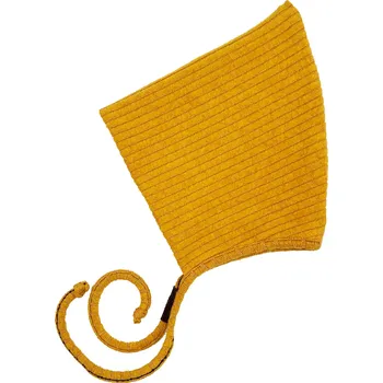 Kojenecká čepice hořčicová svetrovinová čepička na zavazování