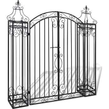Zahradní branka černá 121 x 8 x 200 cm tepané železo