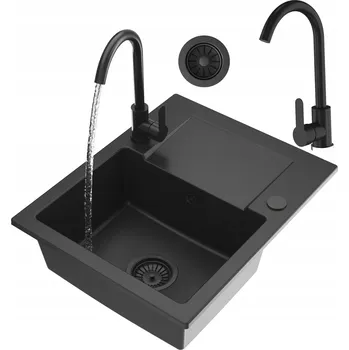 Granitový dřez Jednokomorový granitový dřez Granitan FABRO, černý