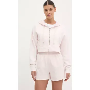 Dámská mikina Bavlněná mikina Dkny dámská, růžová barva, s kapucí, hladká, DP5J9578 03X, vel. S