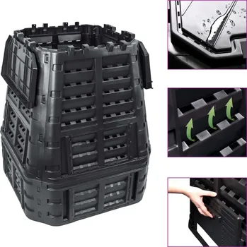 Kompostér Zahradní kompostér černý 93,3 x 93,3 x 146 cm 1000 l