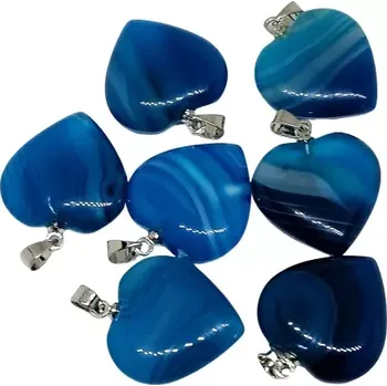 Přívěsek Achát modrý, srdíčko velké 2 cm