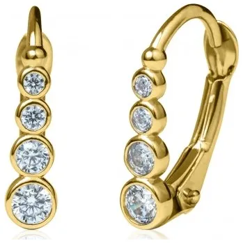 Náušnice Couple, Dívčí náušnice Penelope, žluté zlato se zirkony, 585-16-3-2379.0Z00.0.00.001.07