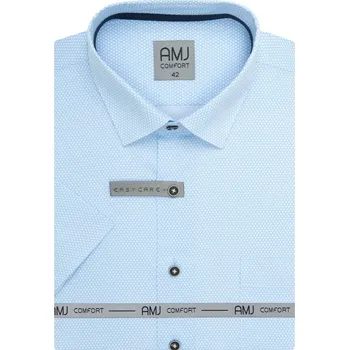 Pánská košile Košile AMJ Slim fit s krátkým rukávem - světle modrá se vzorem velikost: 42, délka rukávu: krátký rukáv