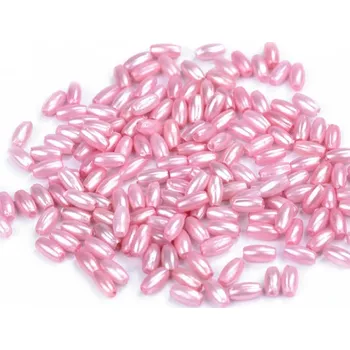 Dětské navlékací korálky Plastové voskové korálky / perly Glance rýže 3x6 mm pudrová 10g
