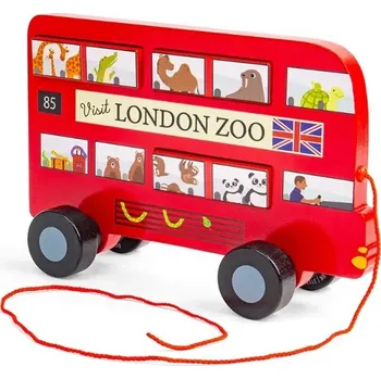 Dřevěná hračka BIGJIGS Londýnský autobus - tahací hračka