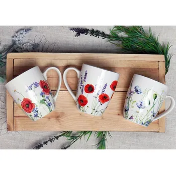 hrnek 360ml MÁKY, 3dekory, new bone