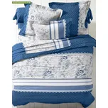 Blancheporte Flanelové povlečení Gabrielle s potiskem květin a krajky nám. modrá povlak na polštář 50x70 cm