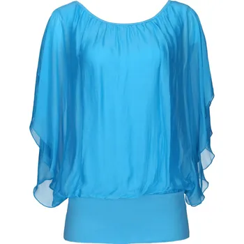 Dámská halenka 2203 halenka hedvábí jednobarevná Itálie barva: modrá-tyrkysová