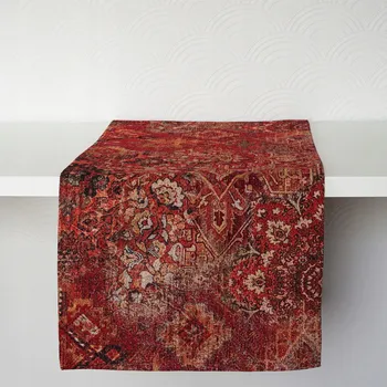 Prostěradlo Běžec na stůl černý, měděný, odstíny hnědé 200 x 35 cm