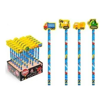 Set školních potřeb Ołówek z gumką do ścierania pojazdy budowy (24szt)