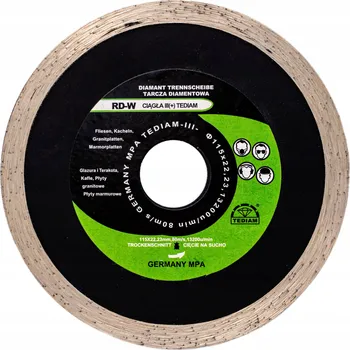 Řezný kotouč Diamantový kotouč Tediam na keramiku, glazuru a gres 125x22,2 mm