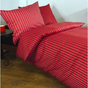 Povlečení Povlečení Strip Red Bavlněný satén 1ks 140x200 cm plus 1ks 70x90 cm