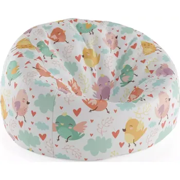 Sedací pytel Sablio Sedací vak Cocoon Oblak s ptáčky - 115 x 75 cm x 45 cm - Sablio