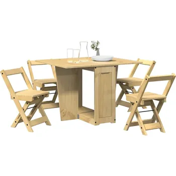 Zahradní sestava 5dílný jídelní set Butterfly Corona skládací hnědý borovice