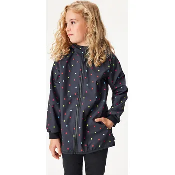 Dívčí bunda Dětská softshellová bunda bez zateplení pružná Basic, Černá, Puntík Velikost: 128/134