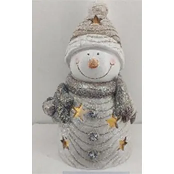 Svícen Sněhulák na čajovou svíčku MGO keramika 26x22x40cm