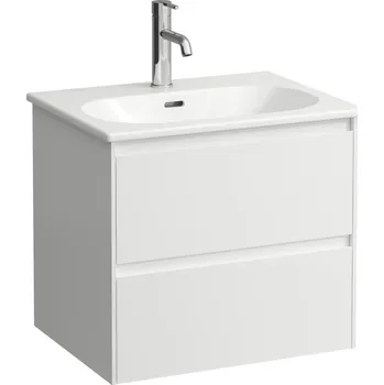 Koupelnový nábytek Lua - umyvadlo Slim se skříňkou Lani 600 mm, se 2 zásuvkami, bílá matná H8600832601041