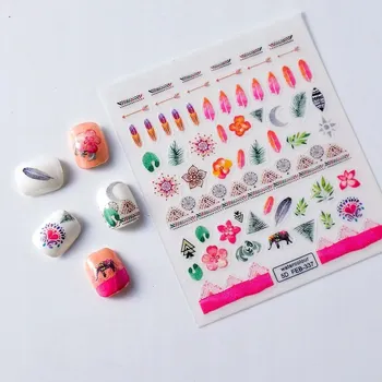 Samolepky na nehty 3D samolepicí vypouklé vzory ETNO BOHO PÍRKA