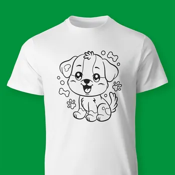 Pejsek Omalovánkové dětské tričko Velikost: 134 cm / 8 let