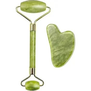 Masáž Jade roller gua sha masážní kámen pro obličej a tělo | masážní pomůcky - Zelená sada A