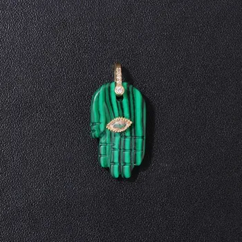 Přívěsek Fatimina ruka přívěsek ochranný amulet | Přívěsek, talisman - Č.7 Malachit