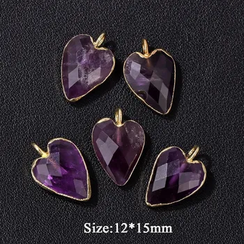 Přívěsek Přírodní přívěsek ve tvaru srdce | šperky ruční výroba 2 ks - Č.15 Ametyst