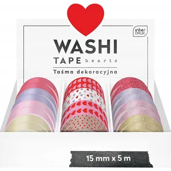 Lepicí páska Dekorativní LEPICÍ PÁSKA 24 ks PRO MONTÁŽ Silná 5 m Srdíčka Interdruk