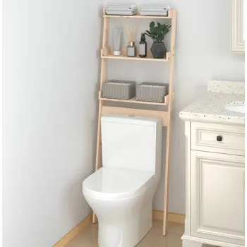 Koupelnový nábytek Toaletní regál bílý 63,5 x 32 x 179 cm masivní borové dřevo