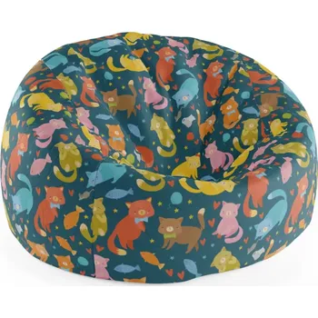 Sedací pytel Sablio Sedací vak Cocoon Kočky s rybkami - 115 x 75 cm x 45 cm - Sablio
