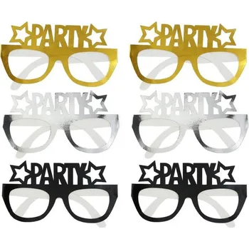 Party dekorace Godan Papírové brýle, PARTY, zlatá, černá, 6ks