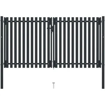 branka Dvoukřídlá plotová branka ocelová 306 x 150 cm antracitová