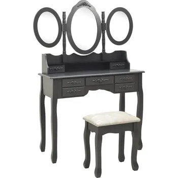 Toaletní stolek Toaletní stolek se stoličkou a 3dílné skládací zrcadlo růžový