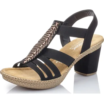 Dámské sandále DÁMSKÉ SANDÁLY RIEKER 66526-00 ČERNÁ Barva: Černá, Velikost: 40