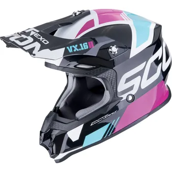 Helma na motorku SCORPION přilba VX-16 EVO AIR Analog metal black/blue/pink - XS