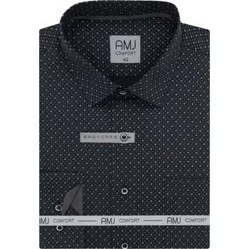 Pánská košile Pánská košile AMJ Slim Fit černá se vzorem velikost: 40, délka rukávu: dlouhý rukáv