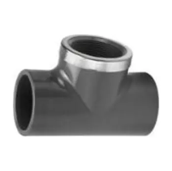 Technika k zahradnímu jezírku PVC 50x1 1/2x50 T-kus 90°, vnitřní závit + kovový kruh