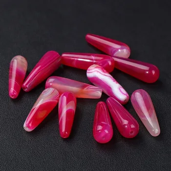 Dětské navlékací korálky Přírodní minerální korálky 10x30mm | přírodní kamenné korálky, minerální korálky - Č.6 Růžový achát , 2 kusy