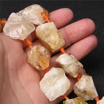 Korálek Minerální korálky surové | Minerální korálky, surové minerály - Citrín , 2 kusy