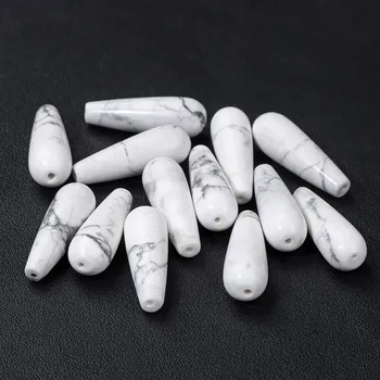 Dětské navlékací korálky Přírodní minerální korálky 10x30mm | přírodní kamenné korálky, minerální korálky - Č.22 Howlit , 2 kusy