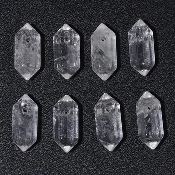 Přívěsek 1-5 ks šestihranný přívěsek z minerálu | Přívěsek, přírodní kámen - Č.4 Čirý křemen , 9x20mm-3KS