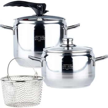 Tlakový hrnec 2x Tlakový Hrnec ORION PROFI ocelový hrnec pro rychlé vaření 3,5+5 l