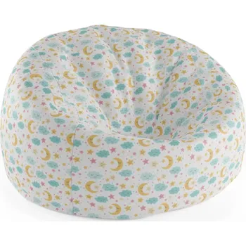 Sedací pytel Sablio Sedací vak Cocoon Měsíc a modré mráčky - 115 x 75 cm x 45 cm - Sablio