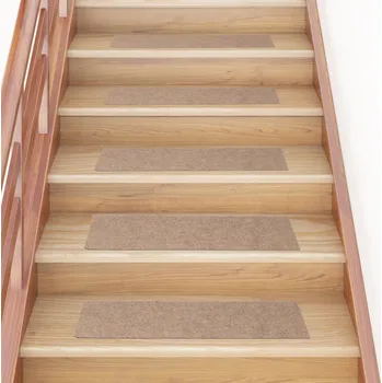 Nášlap na schod Schodové rohože samolepicí 15 ks 76 x 20 cm světle hnědé obdélníkové
