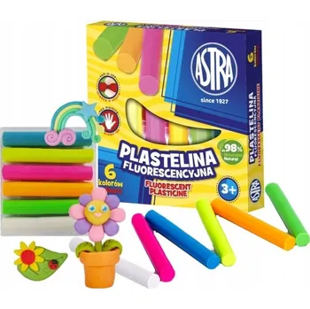 Modelovací hmota Fluorescenční PLASTELÍNA sada 6 Neonových BAREV Astra Klasická modelovací hmota