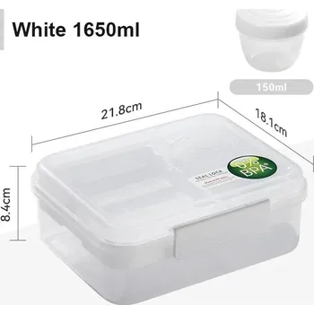 Svačinový box Přenosný svačinový box s přihrádkami | Krabička na oběd - Velká bílá