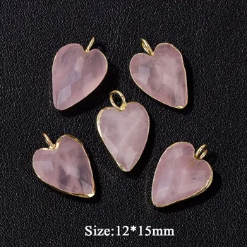 Přívěsek Přírodní přívěsek ve tvaru srdce | šperky ruční výroba 2 ks - NO.1 Růženín