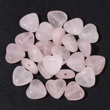 Korálek 3-10 ks Minerální korálky ve tvaru srdce 10mm | minerální korálky, přírodní kameny - Rose Quartz , 10mm x 10KS