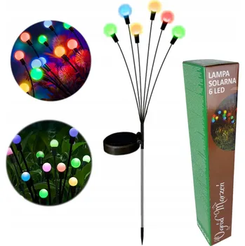 Venkovní osvětlení KOULE ZAHRADNÍ LAMPA 6 LED NA ZAPICHOVÁVACÍM KOLÍKU SOLÁRNÍ BAREVNÁ